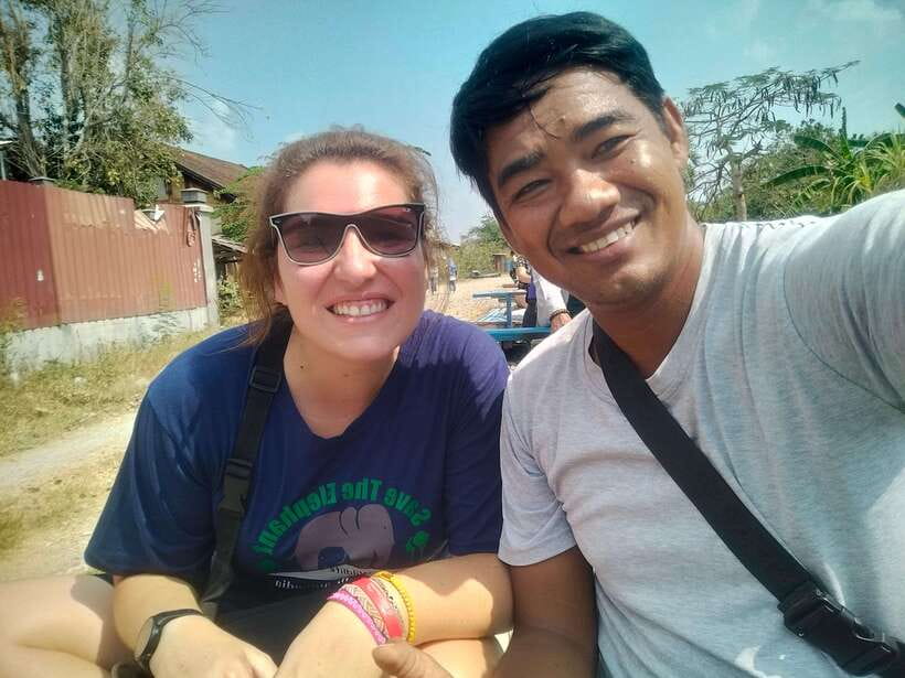 Afternoon Tour: Bamboo Train, Killing Cave &Bat Cave - Riding the bamboo train through the rice country