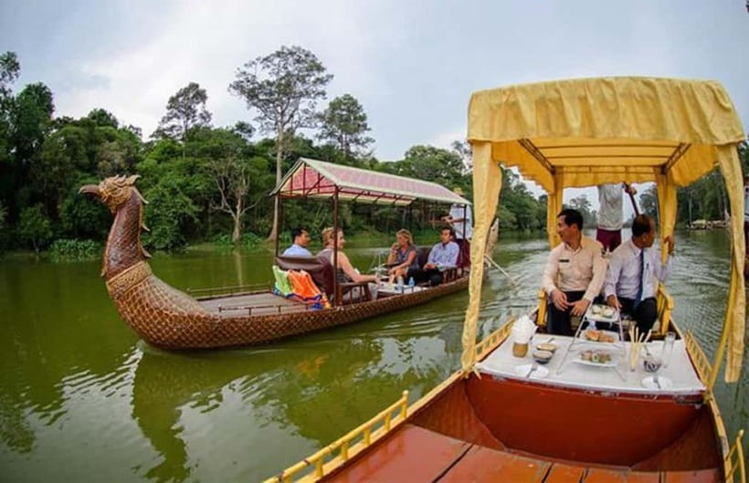 Angkor Bike tour & Gondola Sunset Boat - Water, fruit, and a short reset
