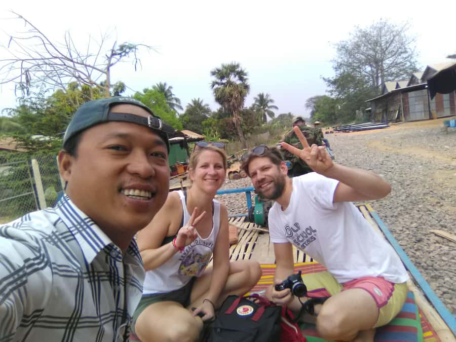 Battambang family tuktuk tour BambooTrain/Wat Banan/Bat cave - The bamboo train’s one-track puzzle