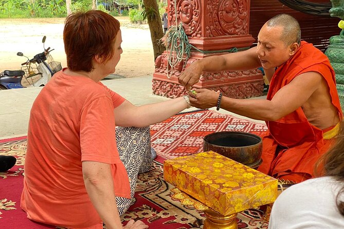 Buddhist Monastery with Monks Water Blessing - The first chant and light sprinkling