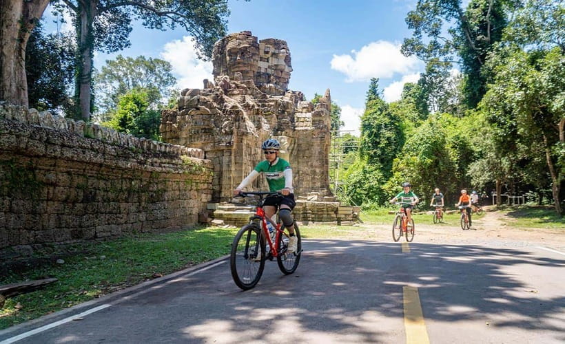 Cycle Angkor Backroad Bike Tour / E-Bike or Tuk Tuk - Angkor Wat late in the afternoon