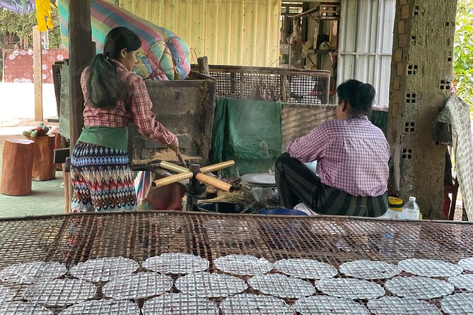 Full day tour by bicycle & tuk tuk,bamboo train,bat cave,villages - The original bamboo train near village roads