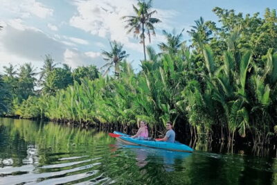 Guided Kayak trip around Green Cathedral outside Kampot, Sunset