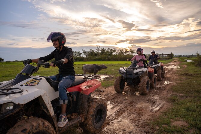 Quad Bike Ride Explore Local Villages - Sunset over Cambodia’s rice paddies
