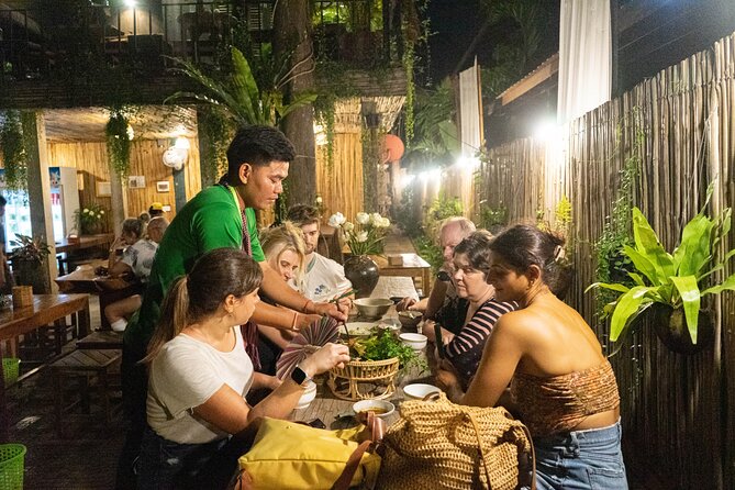 Siem Reap Evening Food Tour - Inclusive 5 stops Local Tastings - 7:00 PM, herbs, spring rolls, tofu, and BBQ snails