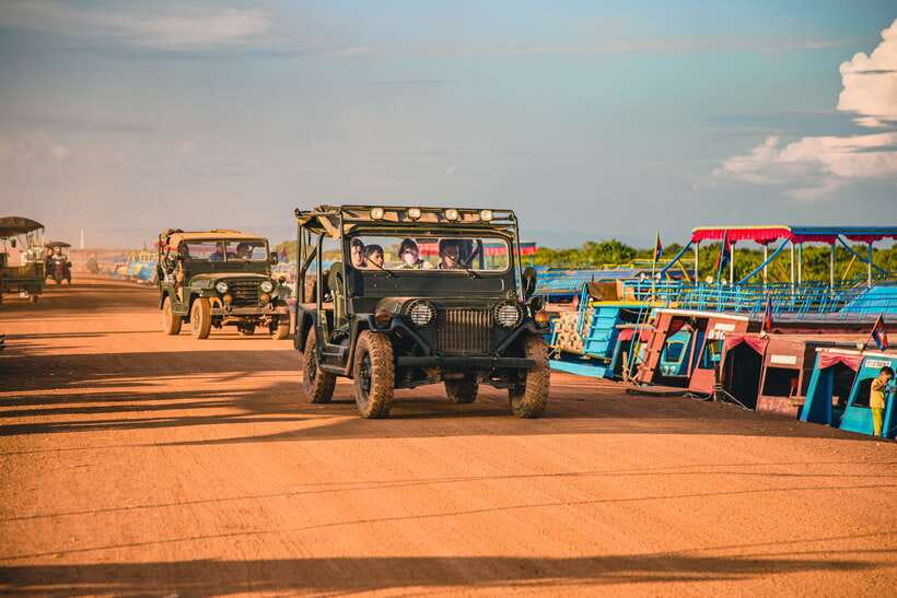 Siem Reap Floating Village Sunset Jeep Tour or SUV Car - A family home beside the fields
