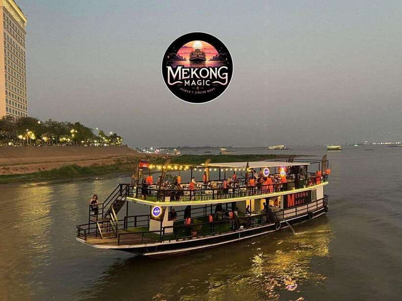 Sunset Cruise Unlimited BBQ Buffet, Cold Beers, Soft Drinks<em> – Key Points at a Glance’ /></p>
<ul>
<li><strong>Sunset and city lights:</strong> The 5pm departure can show Phnom Penh in daylight, at sunset, and after dark.</li>
<li><strong>Three price choices:</strong> Select cruise only, unlimited beer and soft drinks, or the Gold package with an unlimited BBQ buffet and fruit.</li>
<li><strong>A slow river route:</strong> The boat travels through the Mekong, Tonle Sap, and Four Faces rivers, with views of working river life.</li>
<li><strong>Hotel pickup included:</strong> A dedicated tuk-tuk collects you between 4.15pm and 4.30pm from hotels within 4 km of the dock.</li>
<li><strong>Food that earns its place:</strong> Chicken wings, green curry, and other BBQ dishes have been well received, with vegetarian food available by request.</li>
<li><strong>Plan your ride home:</strong> Hotel drop-off is not included, so arrange your own tuk-tuk after the cruise.</li>
</ul>
<h2>Why This Cruise Works So Well at Sunset</h2>
<p><img width="820" height="537" decoding="async" src=