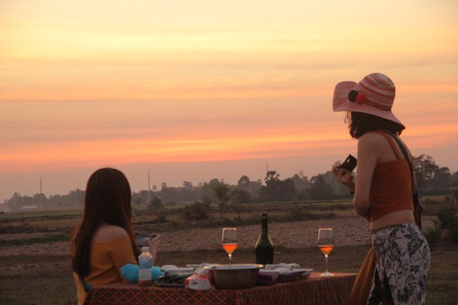 Sunset Dinner at Rice Paddy Fields - Reaching the sunset table in the rice fields